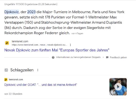 Gratulation: der Serbe Novak Djokovic, der erfolgreichste Tennisspieler aller Zeiten