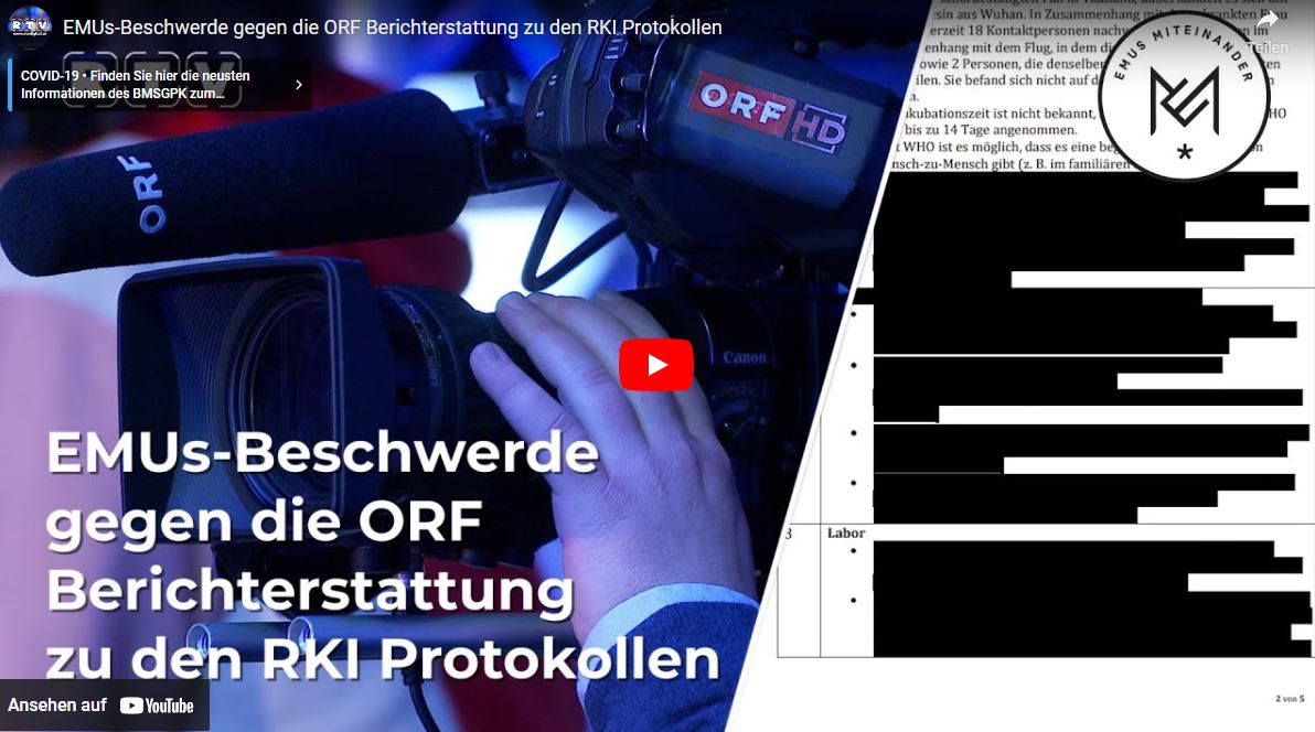 Pressekonferenz über EMUs Beschwerde gegen ORF-Berichterstattung zu RKI-Protokollen