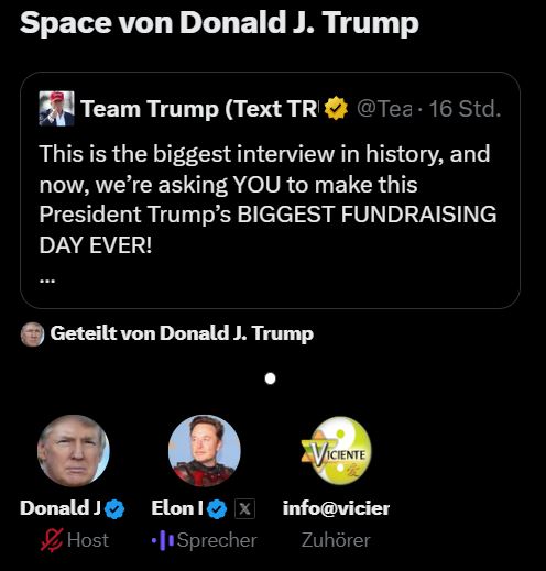 Gespräch zwischen Donald Trump und Elon Musk auf X