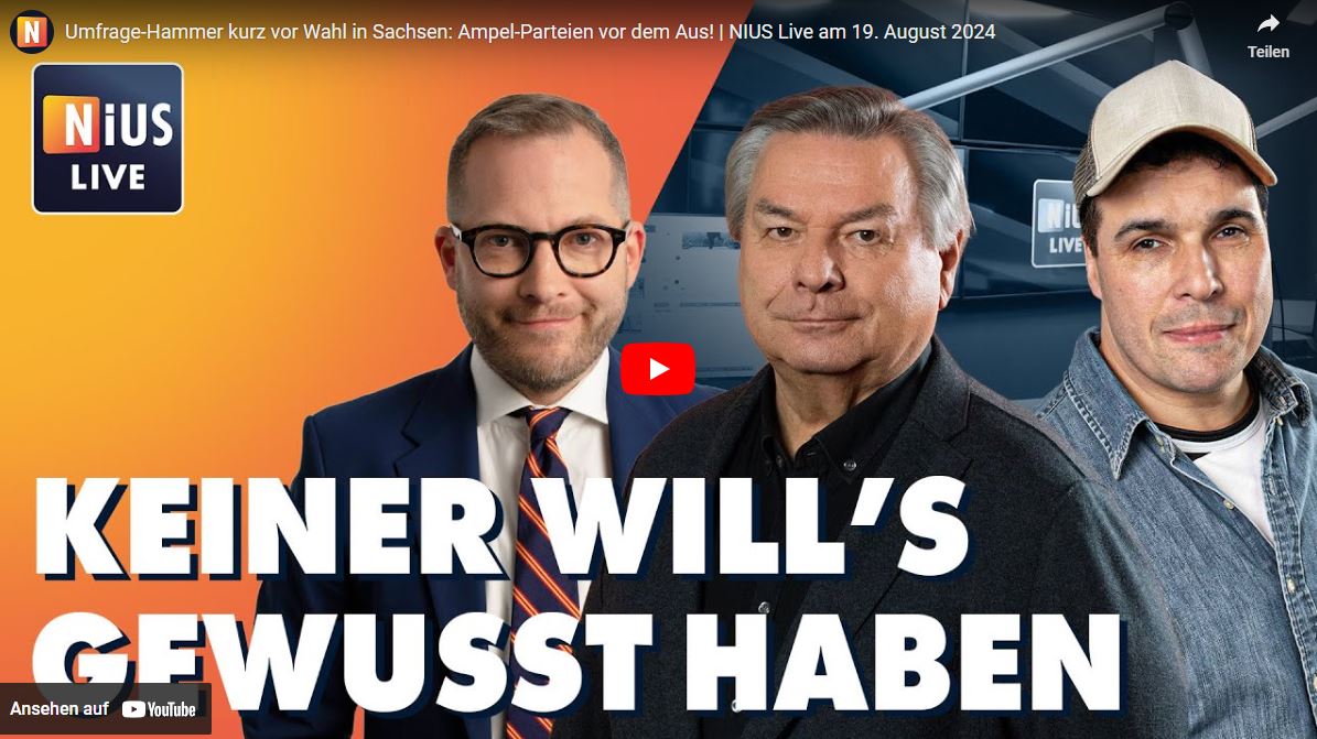 Umfrage-Hammer kurz vor Wahl in Sachsen: Ampel-Parteien vor dem Aus! | NIUS Live am 19. August 2024