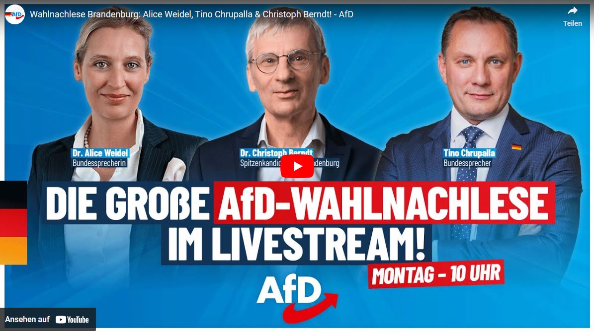 Wahlnachlese Brandenburg: Alice Weidel, Tino Chrupalla & Christoph Berndt! – AfD