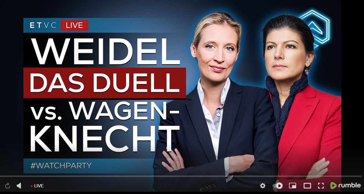 LIVE | Alice WEIDEL vs. Sahra WAGENKNECHT – Das DUELL | #WATCHparty