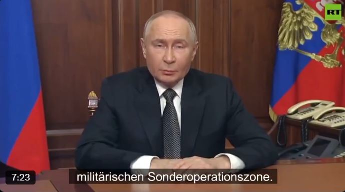 Die Rede des russischen Präsidenten nach Einsatz der Interkontinentalrakete