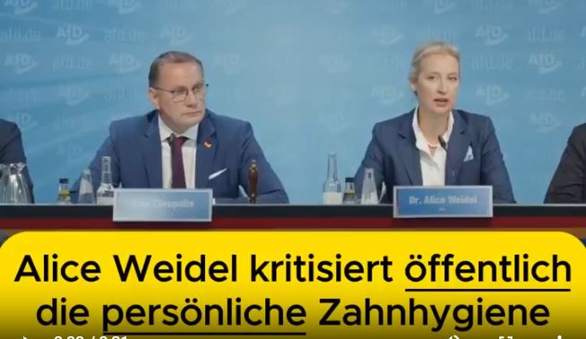 Alice Weidel kritisiert die fehlende Zahn-Hygiene des deutschen Gesundheitsministers