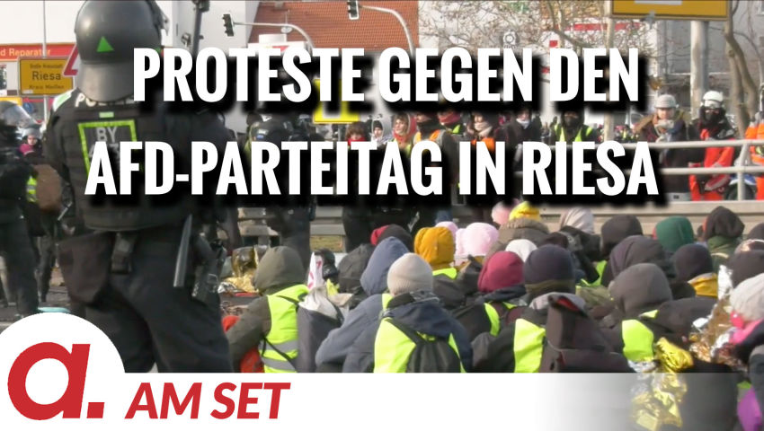 Am Set: Proteste gegen den AfD-Parteitag in Riesa