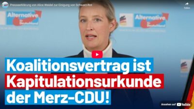 Mehr über den Artikel erfahren Presseerklärung von Alice Weidel zur Einigung von Schwarz-Rot