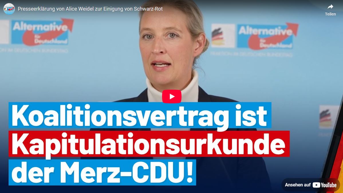 Presseerklärung von Alice Weidel zur Einigung von Schwarz-Rot