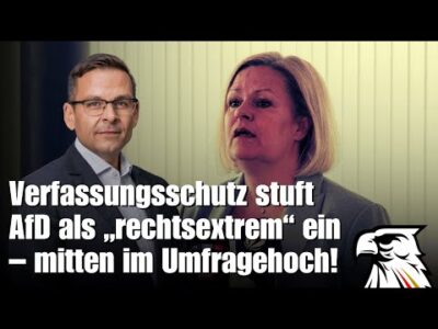 Mehr über den Artikel erfahren Verfassungsschutz stuft AfD als „rechtsextrem“ ein – mitten im Umfragehoch!
