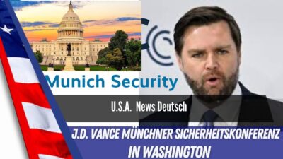 Mehr über den Artikel erfahren Vizepräsident J.D. Vance auf der Bühne der Münchner Sicherheitskonferenz in Washington D.C.