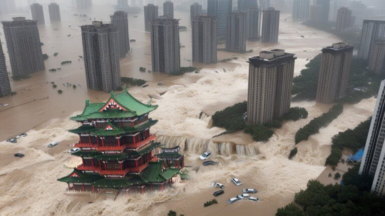Mehr über den Artikel erfahren 100.000 Menschen in China evakuiert! 5 Meter hoher Wasserstand, Sturzfluten in Guizhou