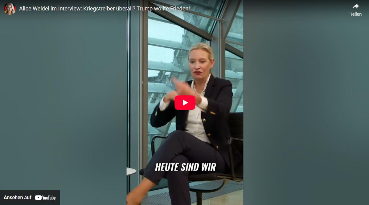 Alice Weidel im Interview: Kriegstreiber überall? Trump wollte Frieden!