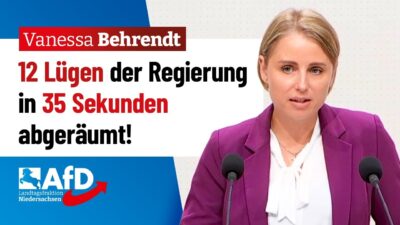 Mehr über den Artikel erfahren 12 Lügen der Regierung in 35 Sekunden abgeräumt! – Vanessa Behrendt (AfD)