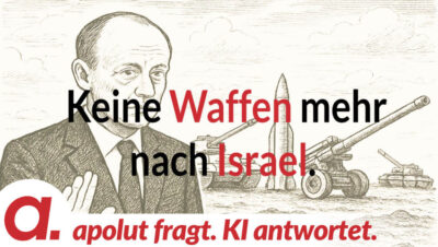 Mehr über den Artikel erfahren apolut fragt. KI antwortet: Keine Waffen mehr nach Israel