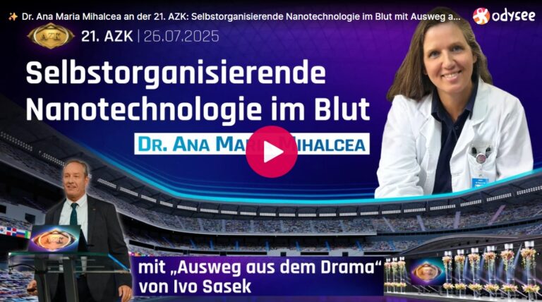 Mehr über den Artikel erfahren ✨ Dr. Ana Maria Mihalcea an der 21. AZK: Selbstorganisierende Nanotechnologie im Blut mit Ausweg aus dem Drama