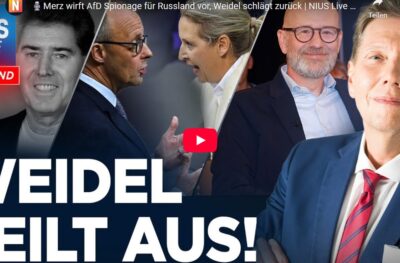 Mehr über den Artikel erfahren 🎙️Merz wirft AfD Spionage für Russland vor, Weidel schlägt zurück | NIUS Live am Abend