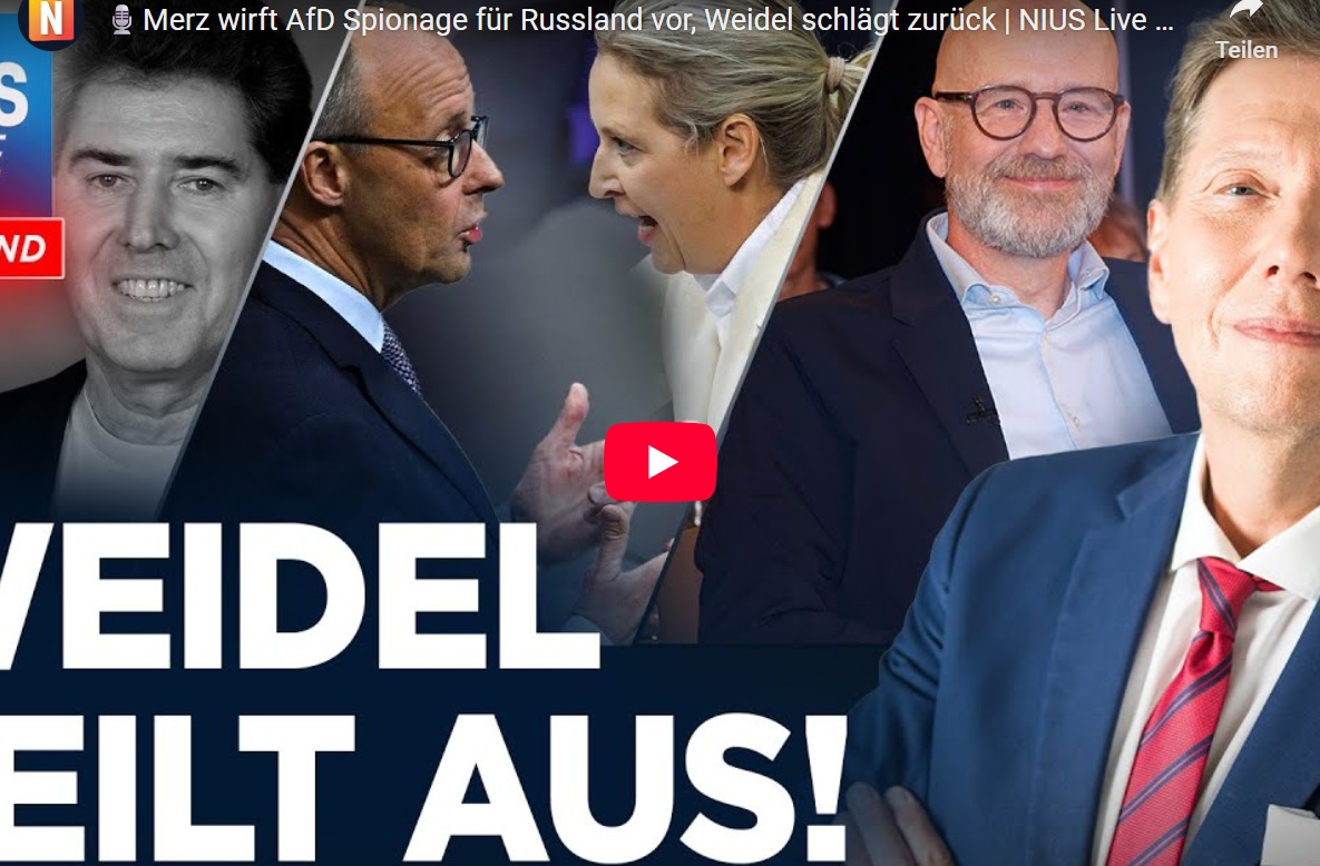 Mehr über den Artikel erfahren 🎙️Merz wirft AfD Spionage für Russland vor, Weidel schlägt zurück | NIUS Live am Abend