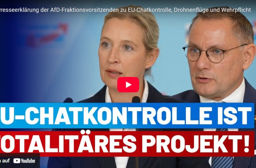 Presseerklärung der AfD-Fraktionsvorsitzenden zu EU-Chatkontrolle, Drohnenflüge und Wehrpflicht
