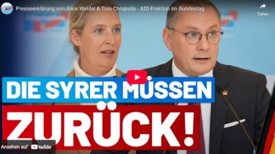Mehr über den Artikel erfahren Presseerklärung von Alice Weidel & Tino Chrupalla – AfD-Fraktion im Bundestag