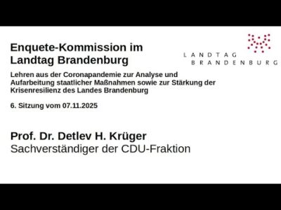Mehr über den Artikel erfahren Enquete-Kommission im Land Brandenburg – Prof. Krüger ist Sachverständiger der CDU-Fraktion