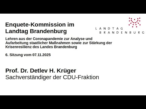 Enquete-Kommission im Land Brandenburg – Prof. Krüger ist Sachverständiger der CDU-Fraktion