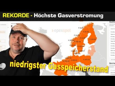Mehr über den Artikel erfahren Rekorde, Rekorde! Höchste Gasverstromung + Niedrigster Gasspeicherstand + 3 höchster Strompreis