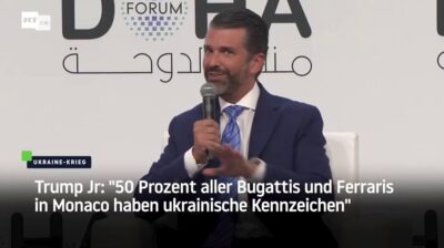 Mehr über den Artikel erfahren Trump Jr: „50 Prozent aller Bugattis und Ferraris in Monaco haben ukrainische Kennzeichen“