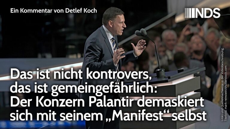 Mehr über den Artikel erfahren Gemeingefährlich: Der Konzern Palantir demaskiert sich mit seinem „Manifest“ selbst | Koch | NDS