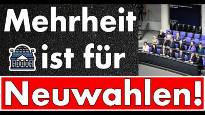 Mehr über den Artikel erfahren Große Mehrheit für Neuwahlen! Selbst SPD-Anhänger wollen lieber Neuwahlen & weniger Mandate!