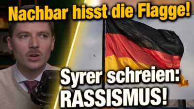 Mehr über den Artikel erfahren Syrer fühlen sich wegen Deutschland-Flagge rassistisch beleidigt? Nachbar hisst die Flagge!