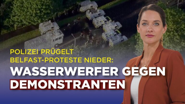 Mehr über den Artikel erfahren Polizei prügelt Belfast-Proteste nieder: Wasserwerfer gegen Demonstranten