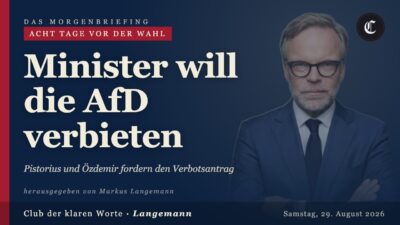 Mehr über den Artikel erfahren Pistorius verlangt Verbot der Ost-AfD. 8 Tage vor der Wahl· mehr im Morgenbriefing