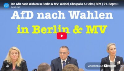 Mehr über den Artikel erfahren Die AfD nach Wahlen in Berlin & MV: Weidel, Chrupalla & Holm | BPK