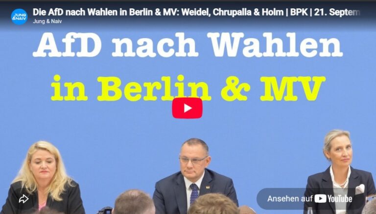 Mehr über den Artikel erfahren Die AfD nach Wahlen in Berlin & MV: Weidel, Chrupalla & Holm | BPK