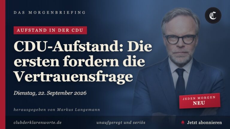 Mehr über den Artikel erfahren CDU-Aufstand: Die ersten fordern die Vertrauensfrage · mehr in diesem Morgenbriefing