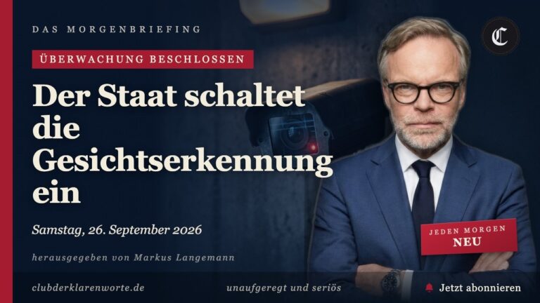 Mehr über den Artikel erfahren Der Staat schaltet die Gesichtserkennung ein · mehr in diesem Morgenbriefing