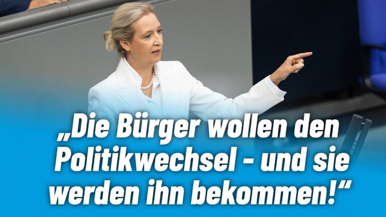 Mehr über den Artikel erfahren „Die Bürger wollen den Politikwechsel – und sie werden ihn bekommen!“ – Alice Weidel