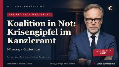 Mehr über den Artikel erfahren Koalition in Not: Krisengipfel im Kanzleramt · mehr in diesem Morgenbriefing