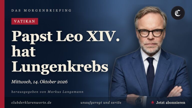 Mehr über den Artikel erfahren Papst Leo XIV. hat Lungenkrebs · mehr in diesem Morgenbriefing