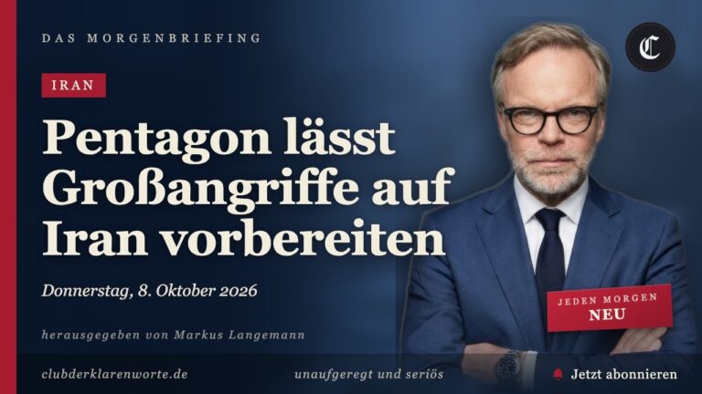 Mehr über den Artikel erfahren Pentagon lässt Großangriffe auf Iran vorbereiten · mehr in diesem Morgenbriefing
