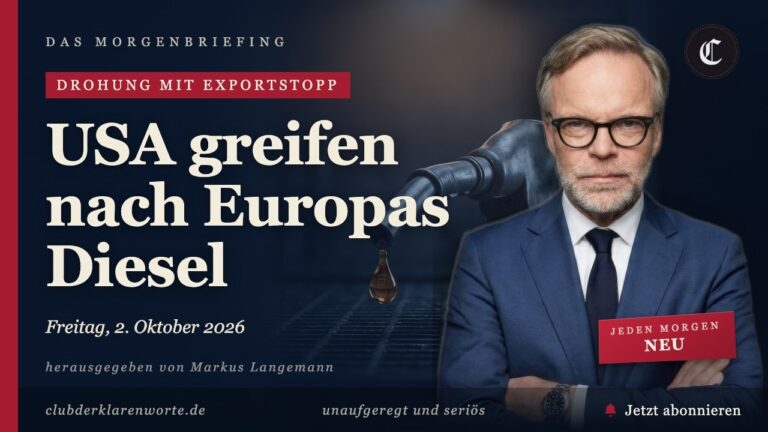 Mehr über den Artikel erfahren USA greifen nach Europas Diesel · mehr in diesem Morgenbriefing vom 02.10.2026